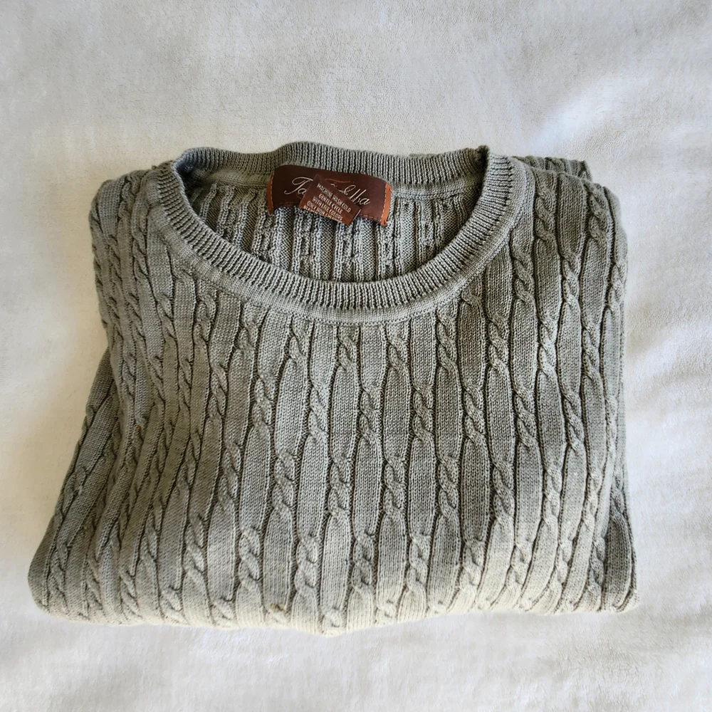 Tasso Elba Vintage Men's Olive Green Knit Sweater